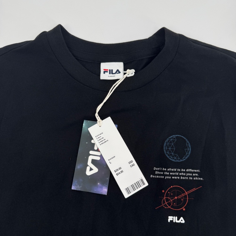 NEW Fila Mens Born To Shine Zodiac Graphic T-Shirt Black Large NWT